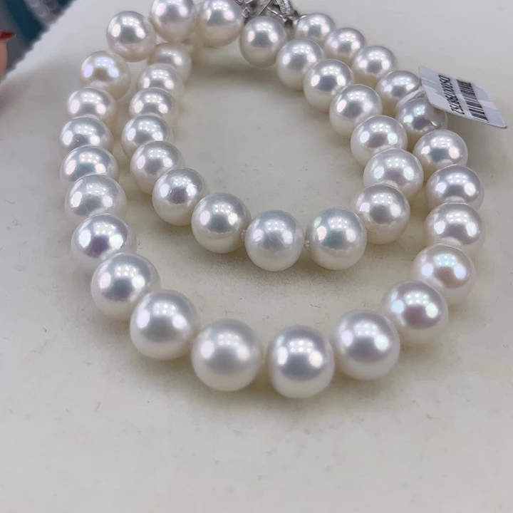 淡水珍珠银S925镶嵌颈饰10-11极光炫彩高品