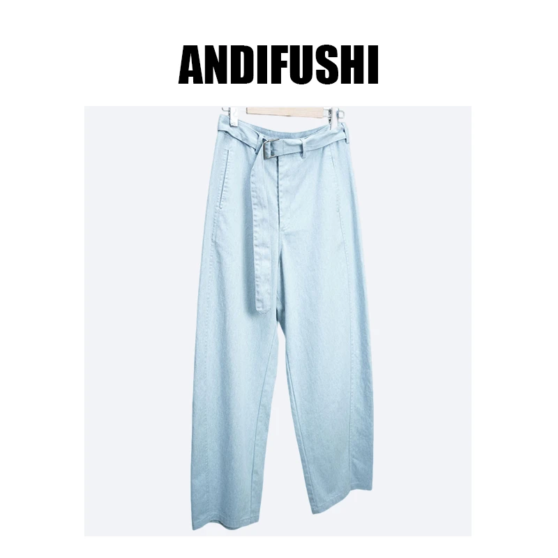 【南油徐哥】设计师款腰带直筒纯色遮肉休闲裤9098