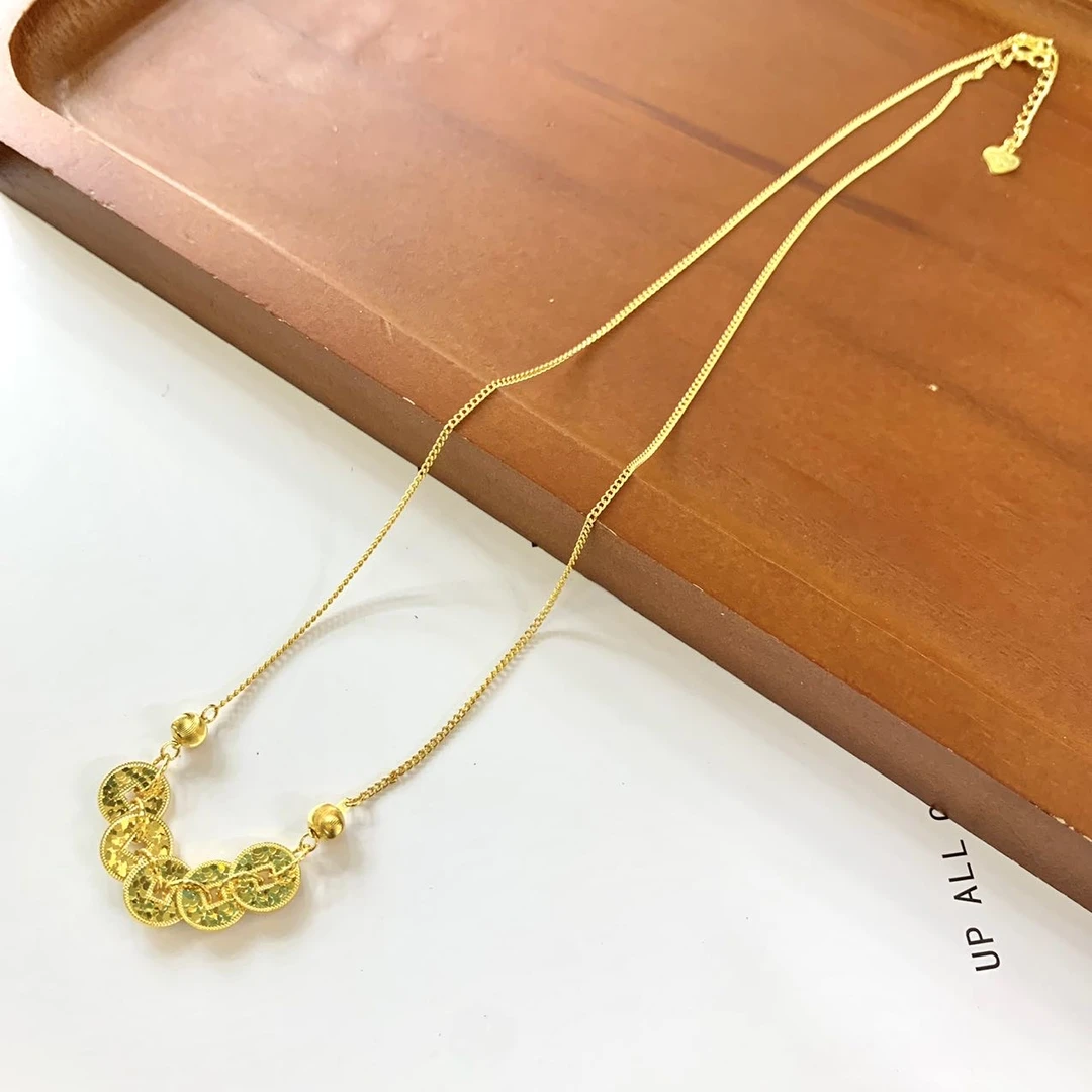 坠链均足银 【小宝珠宝】18 T07400-足银项链-（铜钱）7.5mm+