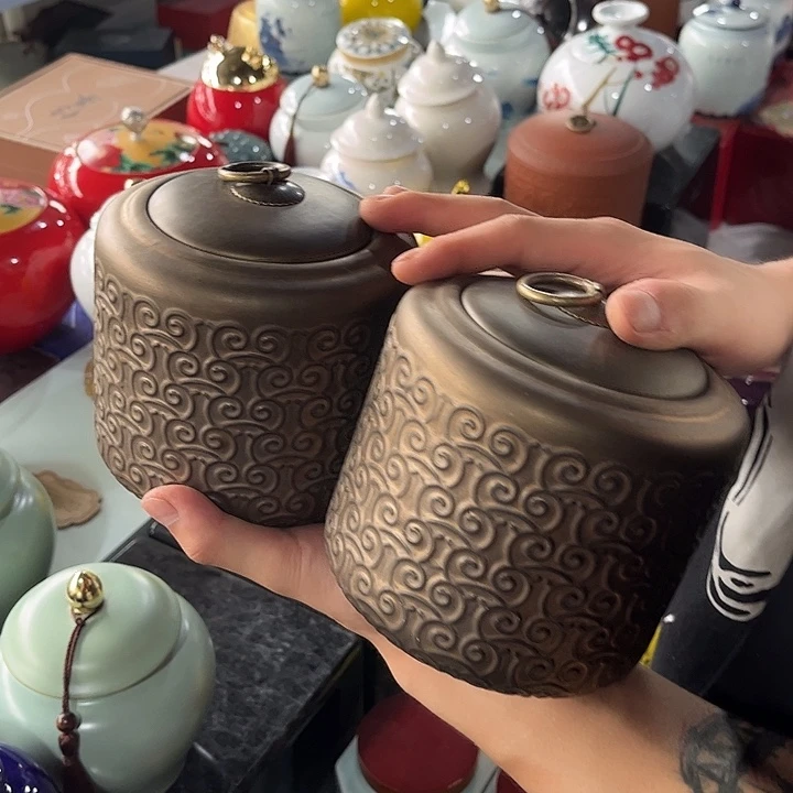 摆件润鹏陶瓷茶叶罐密封罐