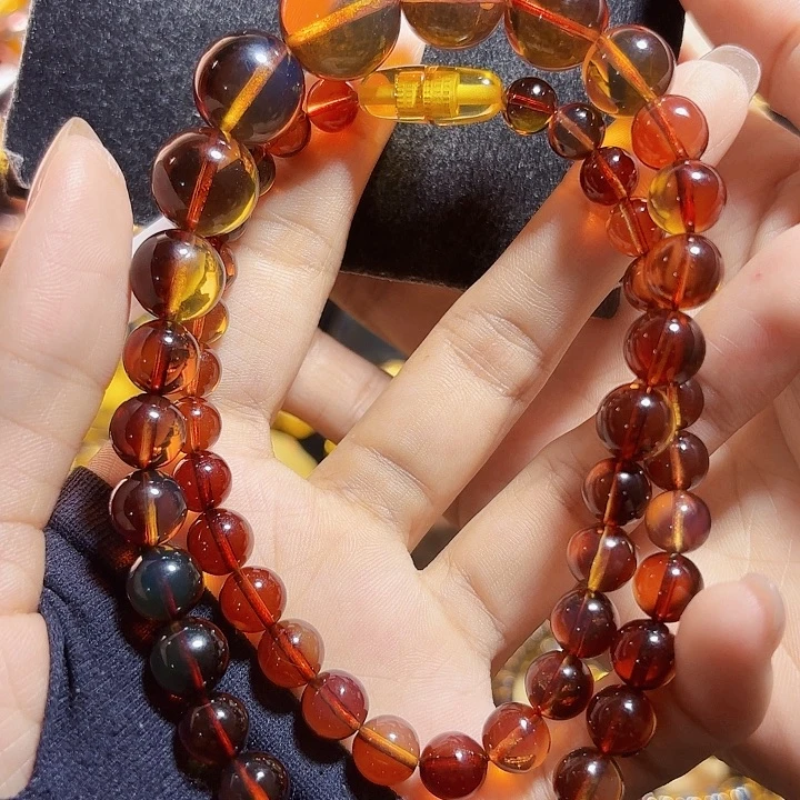 蓝珀未镶嵌珠宝奇石墨西哥红蓝塔链