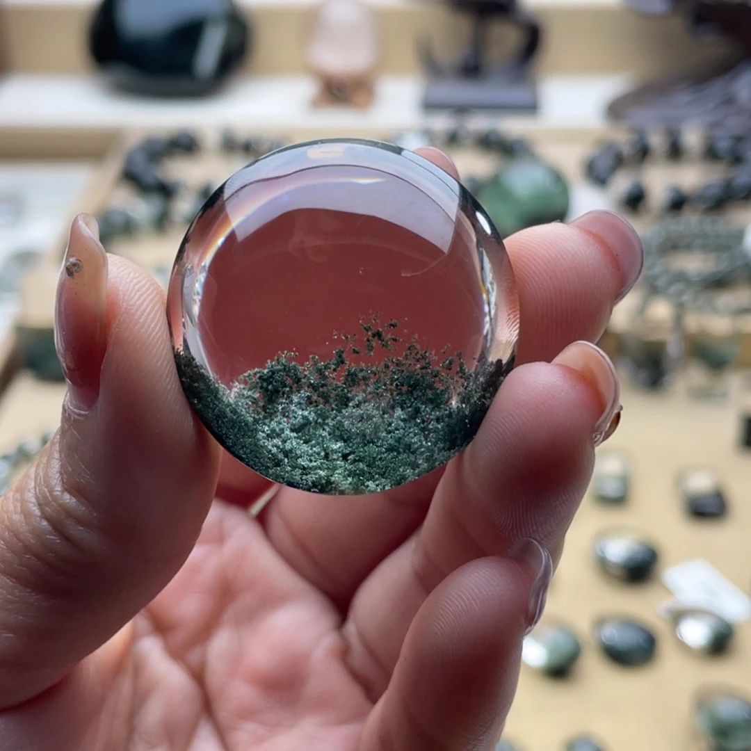 蓝***角水晶未镶嵌颈饰绿幽灵吊坠打孔定制不退换