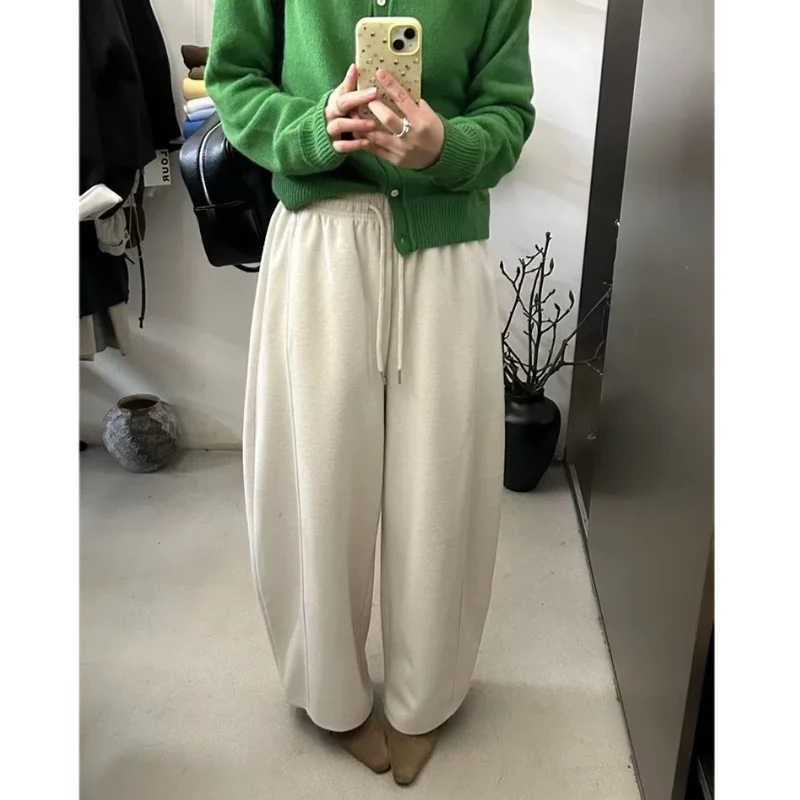 【加绒加厚】阔腿弯刀休闲卫裤冬季大码休闲裤今年流行九分梧桐裤