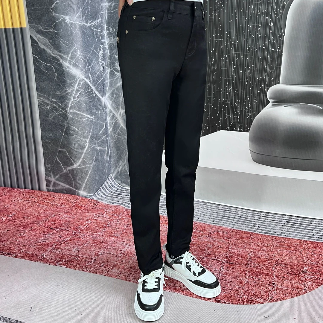 小迪家96038男士简欧时尚修身高弹暗纹提花牛仔裤