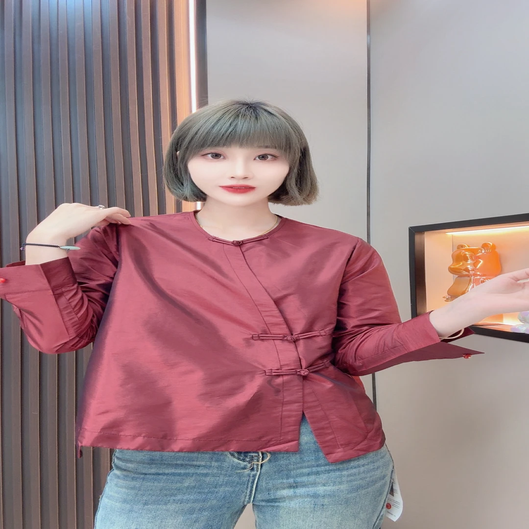 敏宝儿➕1260新中式长袖宽松遮肉精致国风上衣时尚百搭