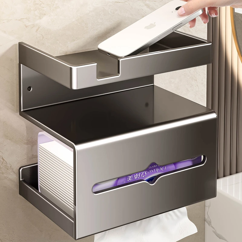 百悍纸巾架卫生间纸巾盒厕纸盒厕所浴室置物架免打孔壁挂收纳盒