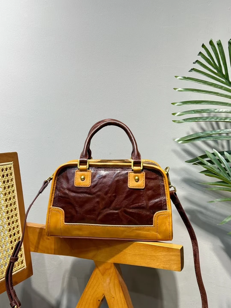 真皮女包复古风格植鞣皮轻奢时尚经典