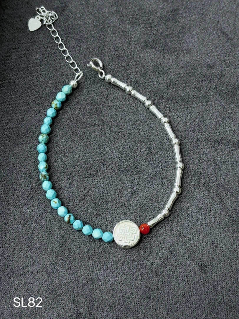 925银银制品 纯银民族风小清新吉祥如意手链SL82