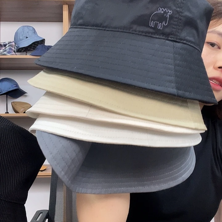头层牛皮革麋鹿薄款渔夫帽