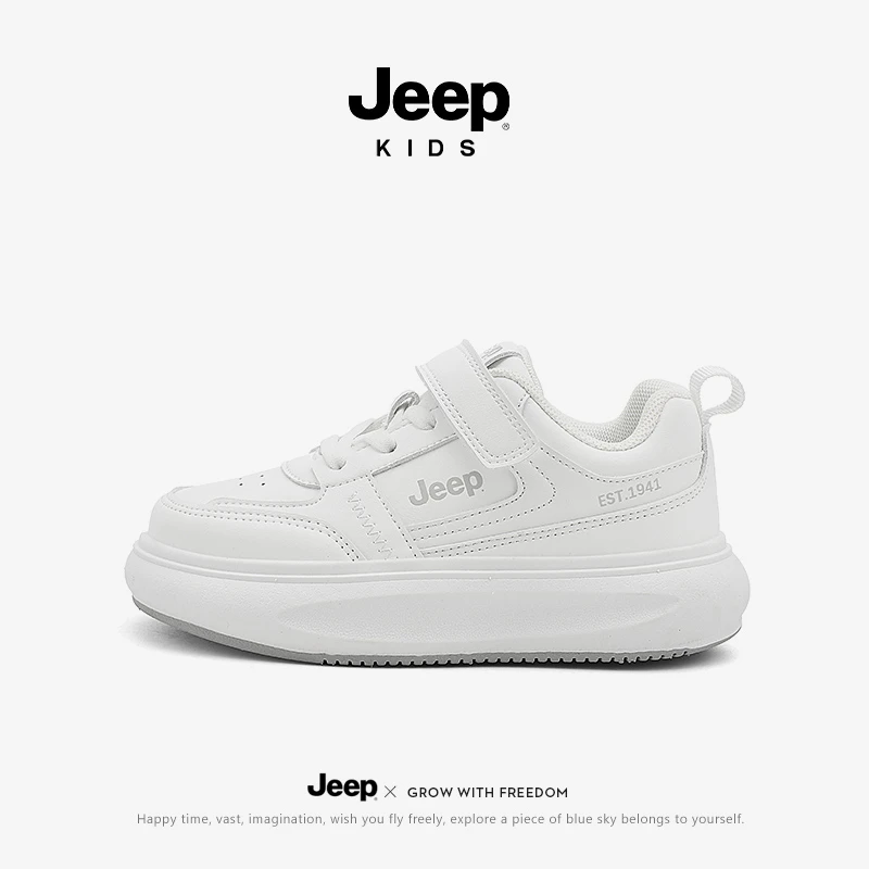 jeep男童透气板鞋春秋时尚儿童小白鞋女童软底轻便运动防滑休闲鞋