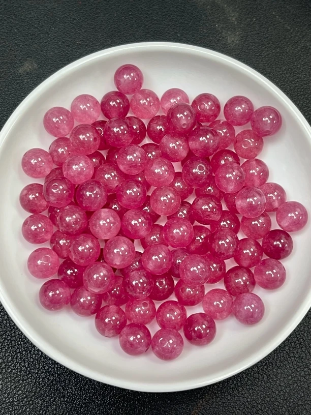 天然珠宝玉石 粉碧玺散珠A177 8MM 30颗（赠弹力绳）