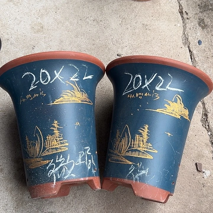 紫砂花盆宜兴紫砂花盆2只