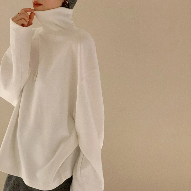 LUO/奶乎t 加厚超软高领T恤 韩国女装代购摇粒绒打底