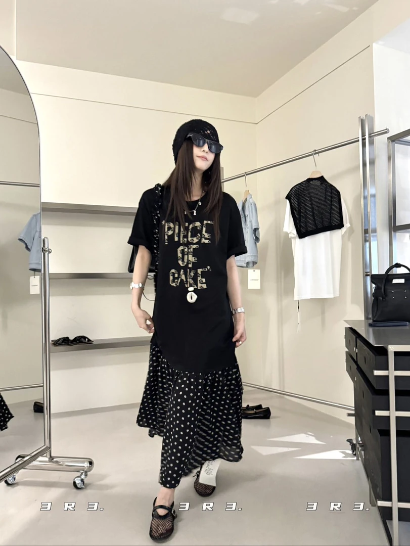 卡麦酱-3R3 拼接波点鱼尾连衣裙 （带包）9288