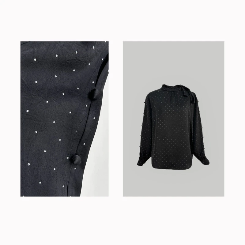 【墨染星辰】醋酸重工烫钻轻奢显瘦衬衫C241348