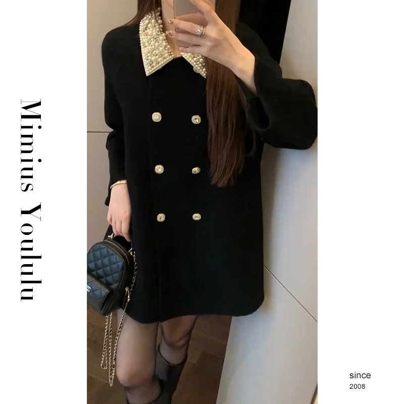 【mimius】喵喵 MIU系钉珠绵羊毛呢大衣（领子可拆卸） F10184