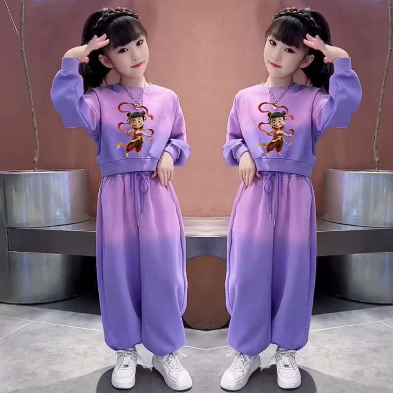 女童哪吒卫衣套装2025新款中大童女孩长袖长裤两件套儿童春秋潮装