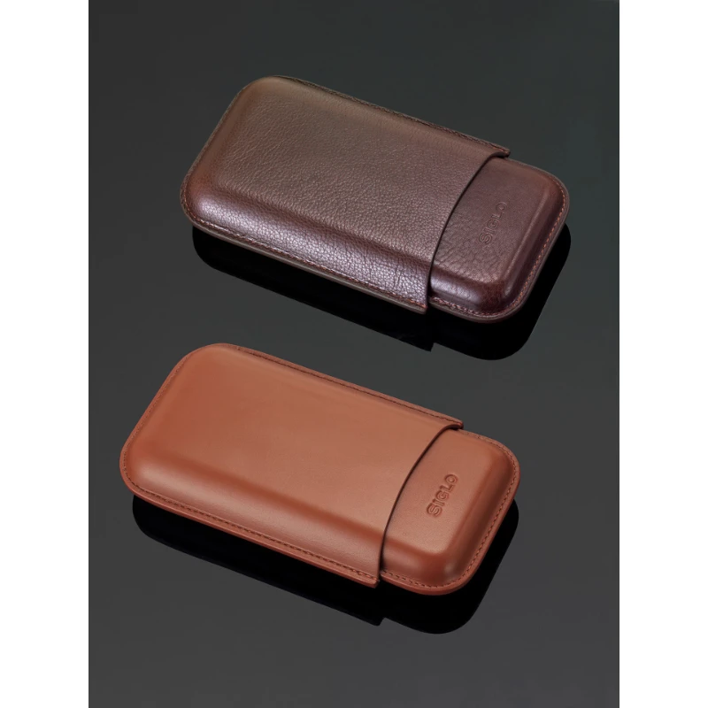 Siglo Brown leather case 3世纪雪茄皮套3支装 优质头层牛皮
