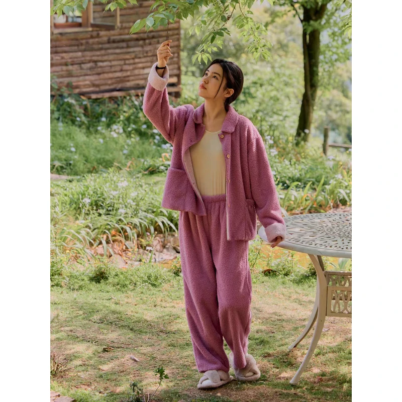 朵朵可可·252-038秋冬睡衣女双面云朵绒家居服套装