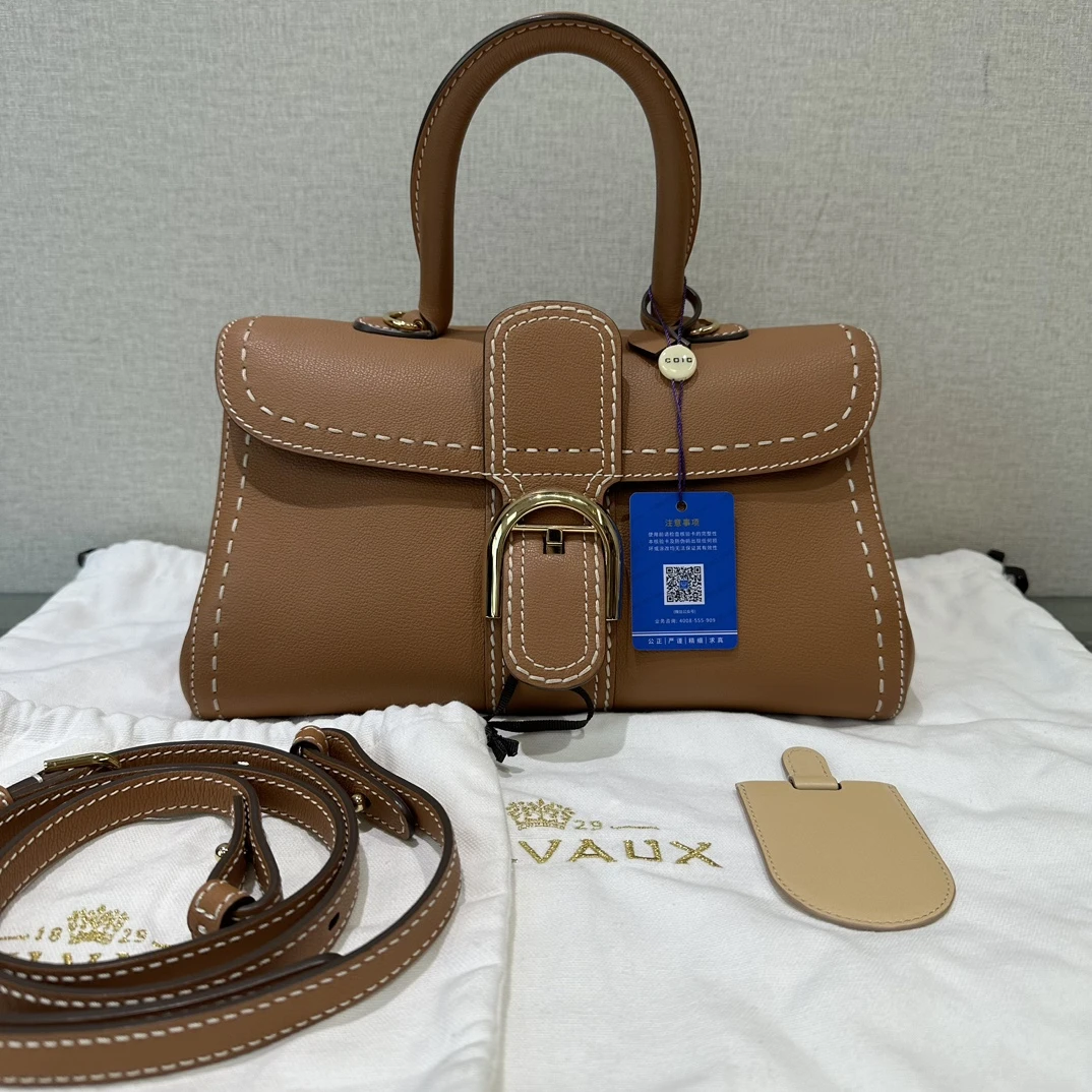 95新 Delvaux/德尔沃 Brillant焦糖色外缝线横版手提单肩包 06075