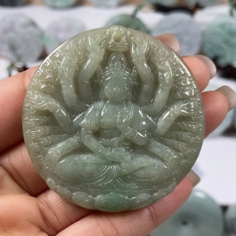 翡翠颈饰未镶嵌千手观音福利