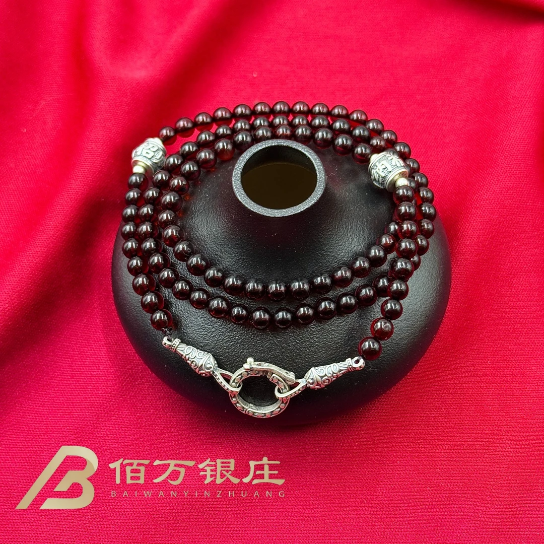 【佰万银庄】 银925 血珀毛衣链项链长约65cm