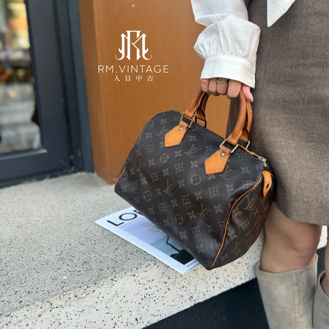 95新 LouisVuitton/路易威登 入目 老花speedy25手提包 25388