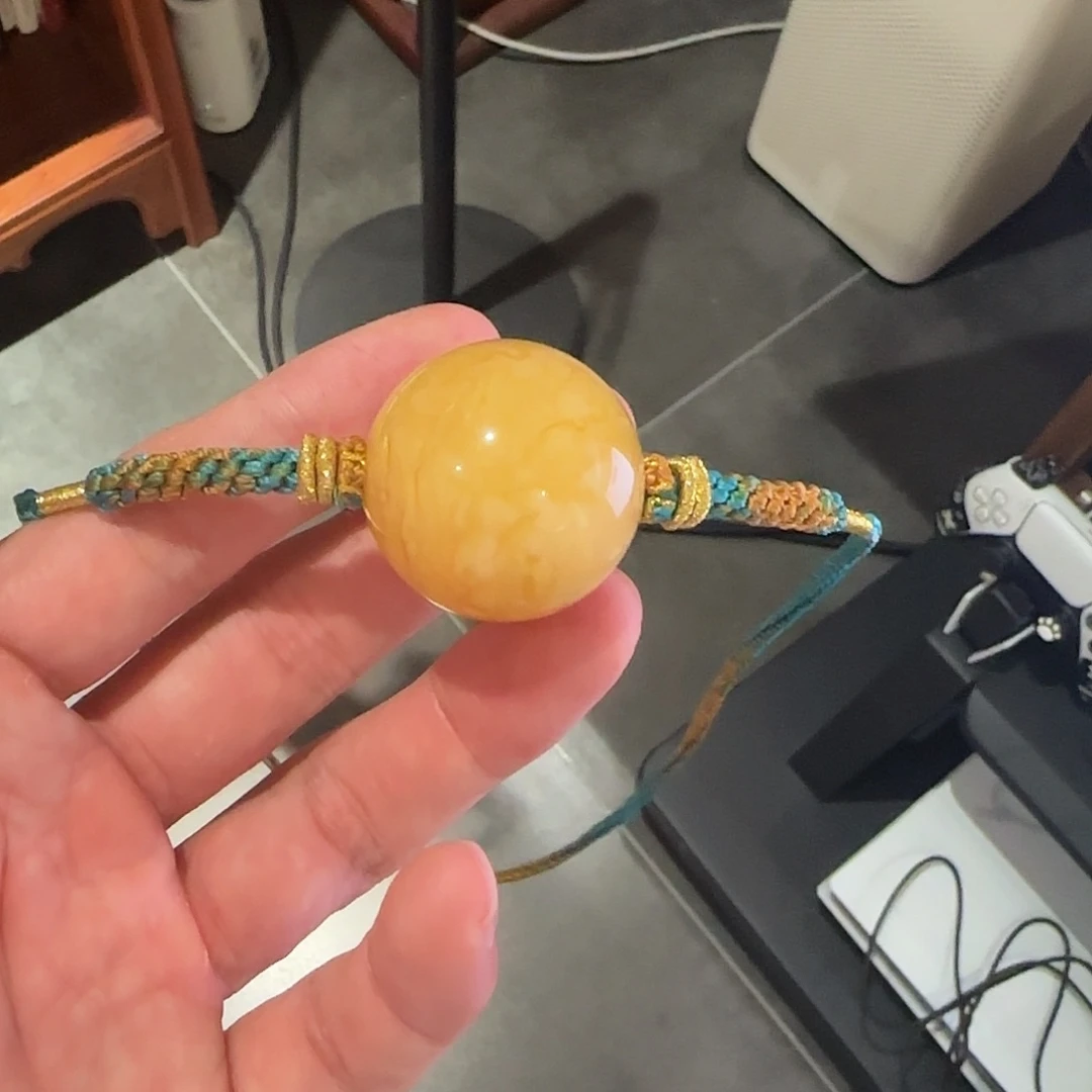 *****吸管款水晶玻璃32虎皮蜜蜡单珠一个