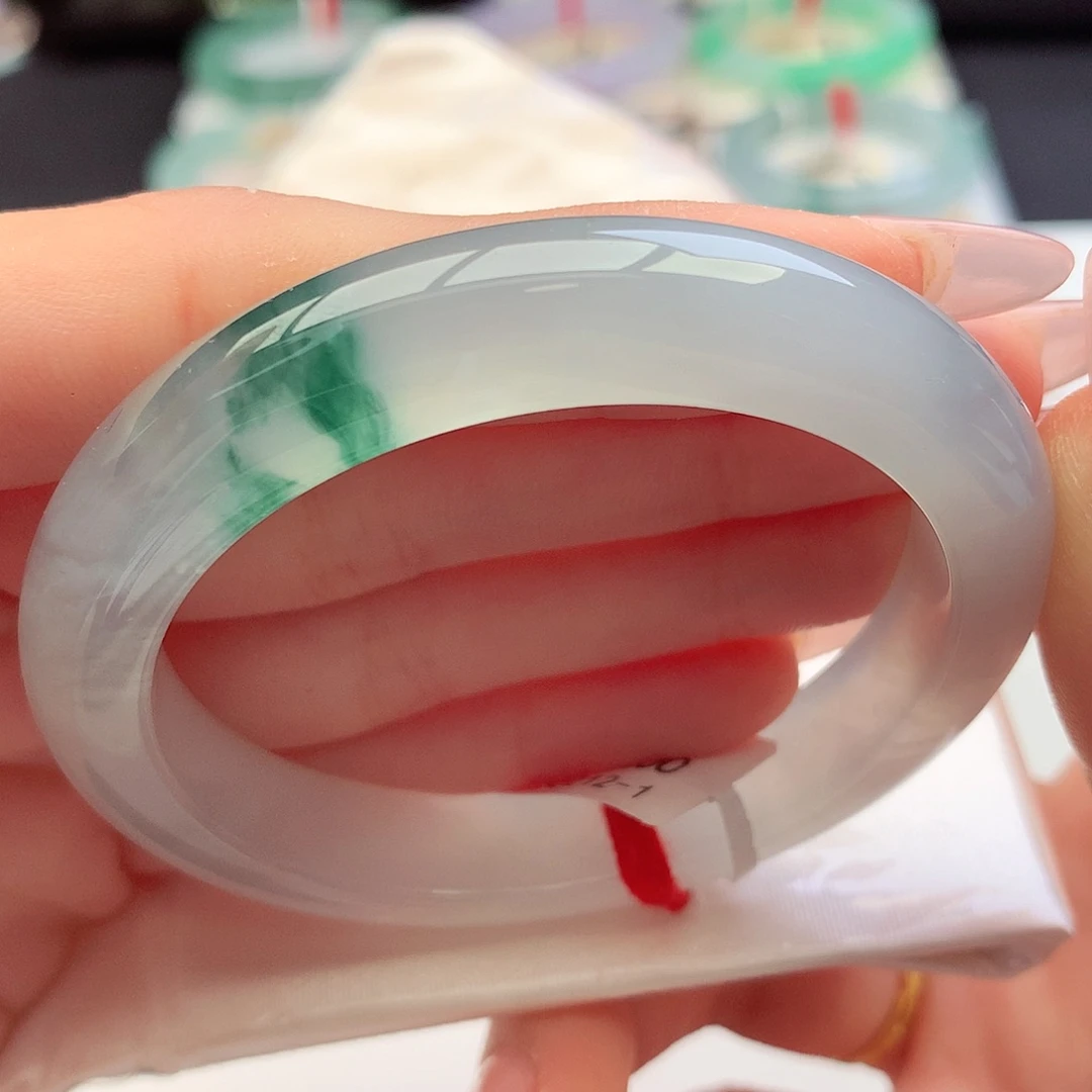 未镶嵌手镯翡翠天然A货翡翠52-53起冰带莹 繁花似锦9号