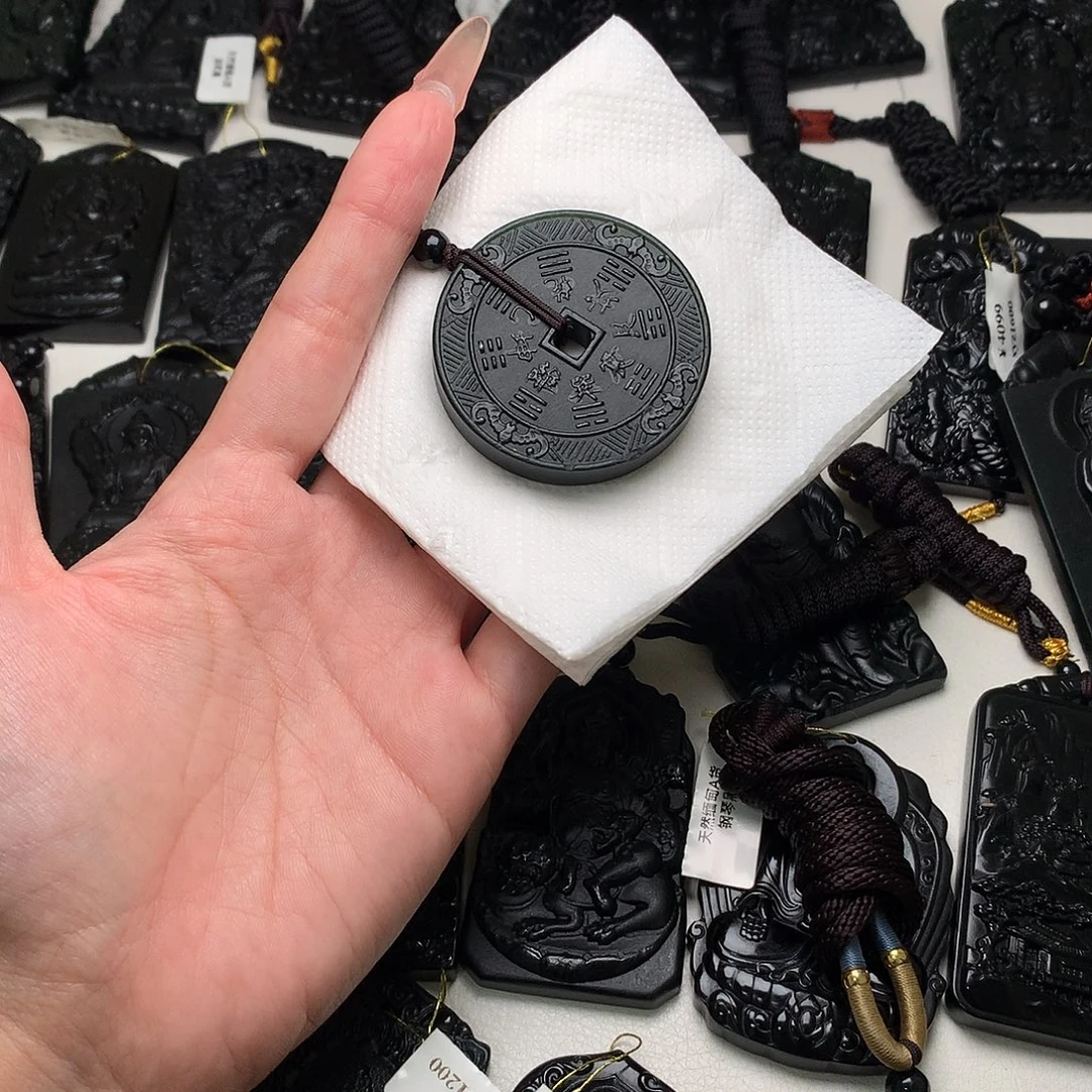 天然缅甸a货钢琴黑挂件