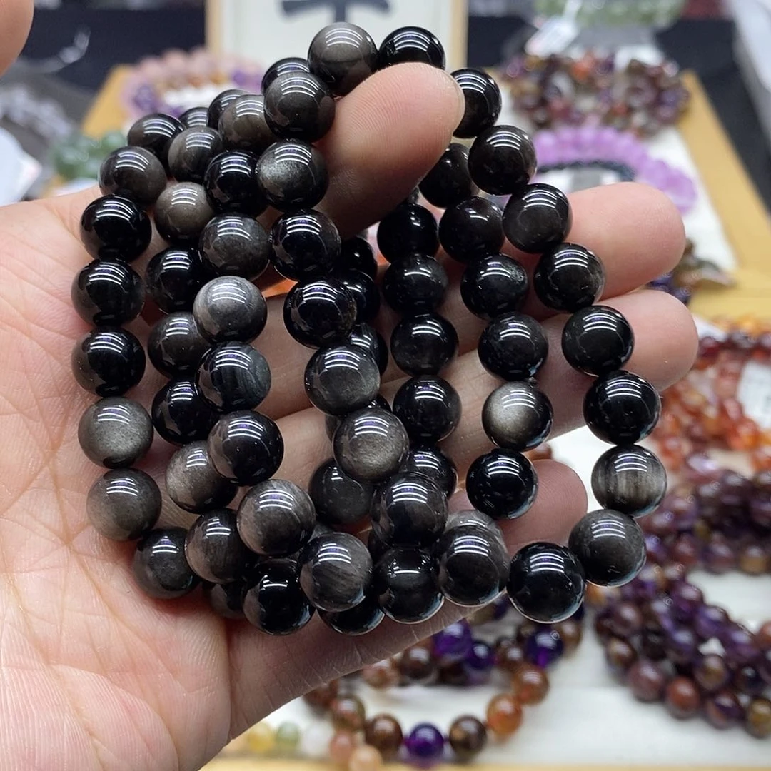 黑曜岩手链未镶嵌多样性发货发一条