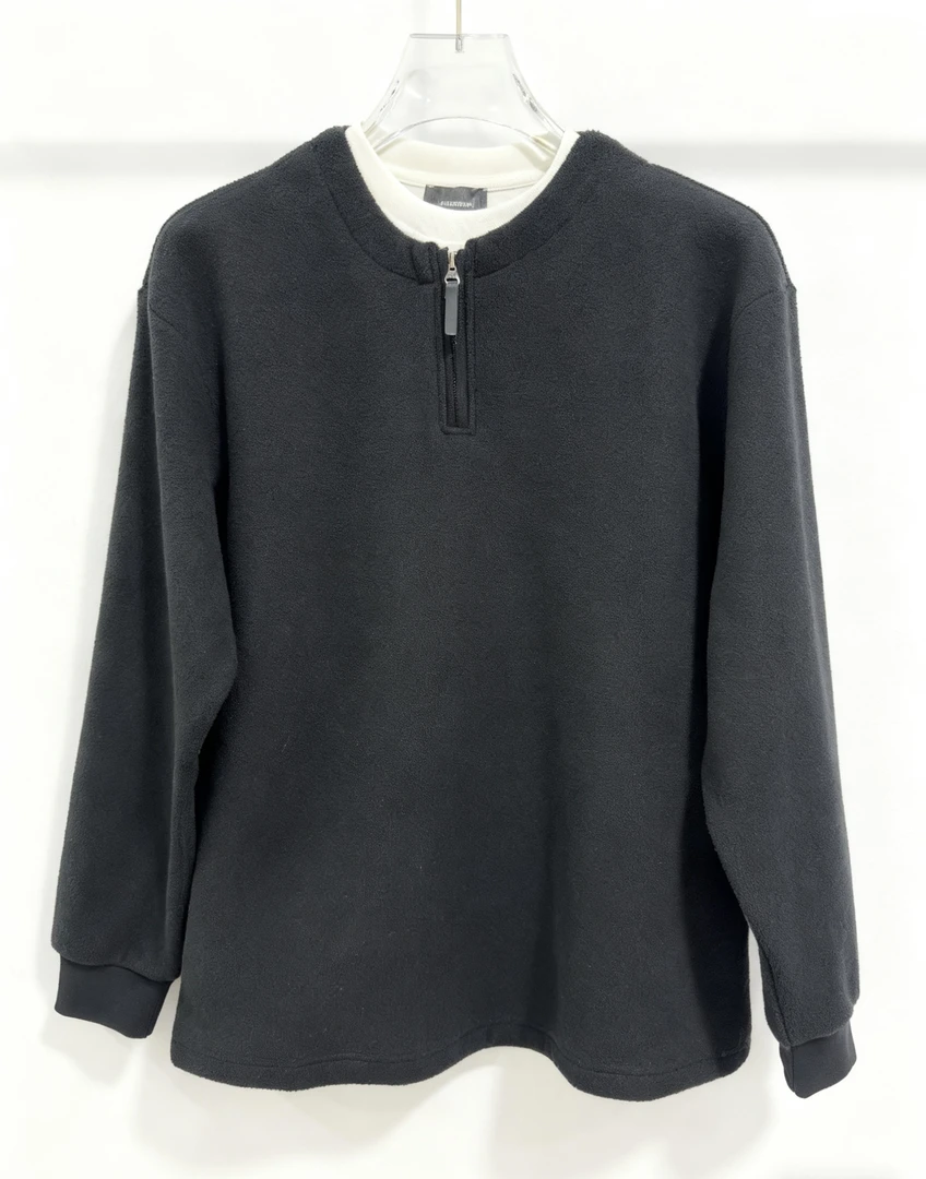 落肩袖秋冬两件拉链套头卫衣时尚休闲加厚圆领立领