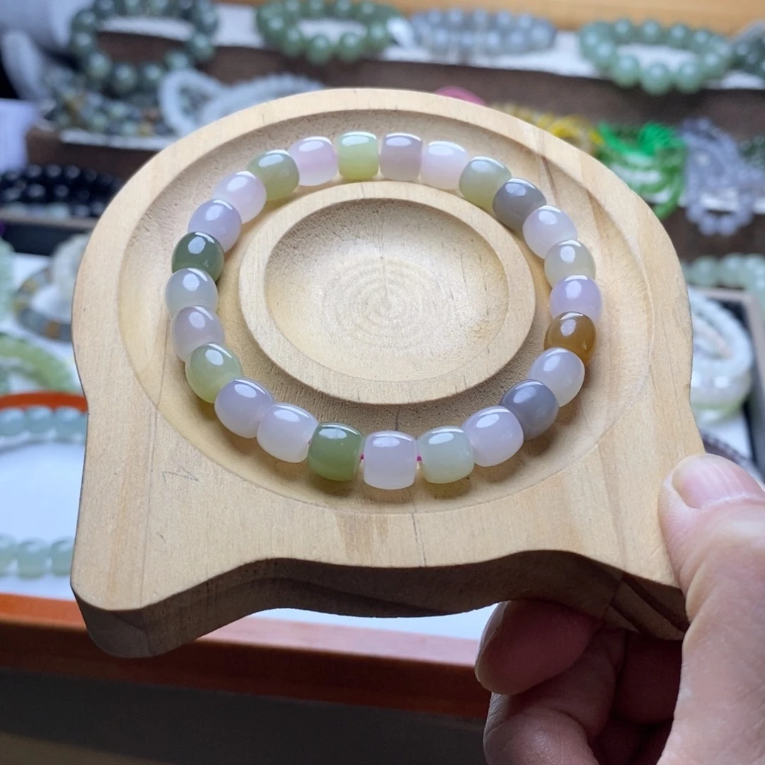 手链未镶嵌和田玉8mm马卡龙多宝直切