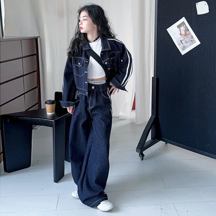 女童小女孩春秋牛仔套装新款儿童穿搭春装女孩大童又酷又飒童装