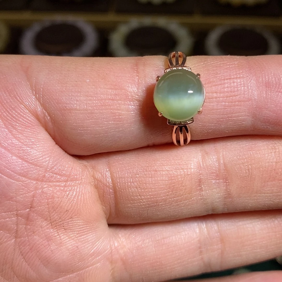 【闪购商品】银S925镶嵌戒指和田玉（碧玉）