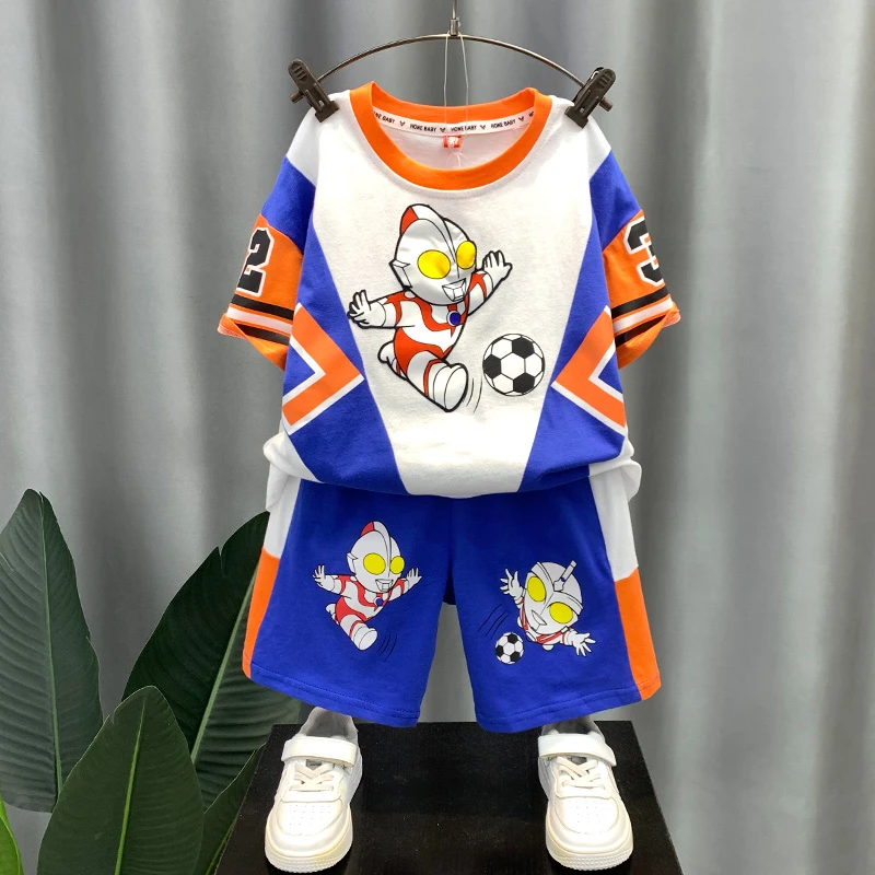 2025新款男童夏装儿童套装夏季篮球服宝宝运动短袖男孩奥特曼衣服