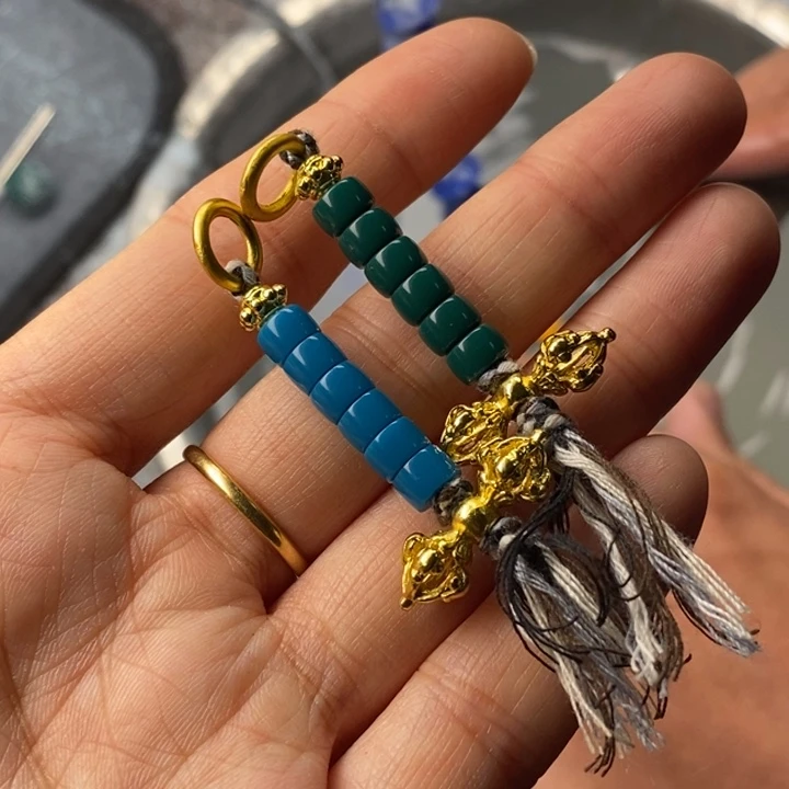 小****颈饰玻璃绿➕蓝侧挂