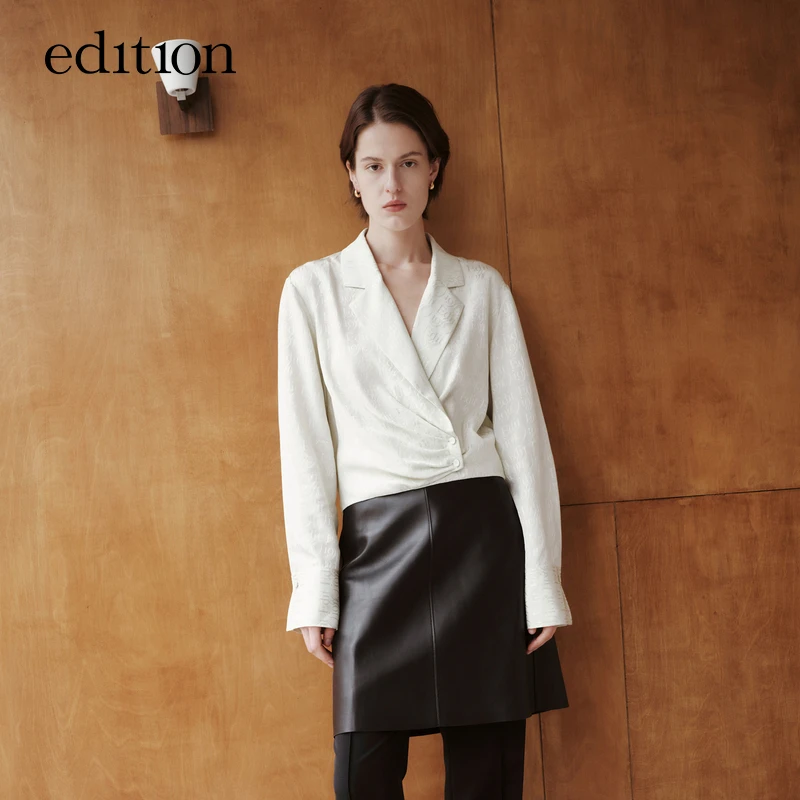 【金拐子专属】edition桑蚕丝印花西装上衣短收腰衬衫#EBC1TOPT11