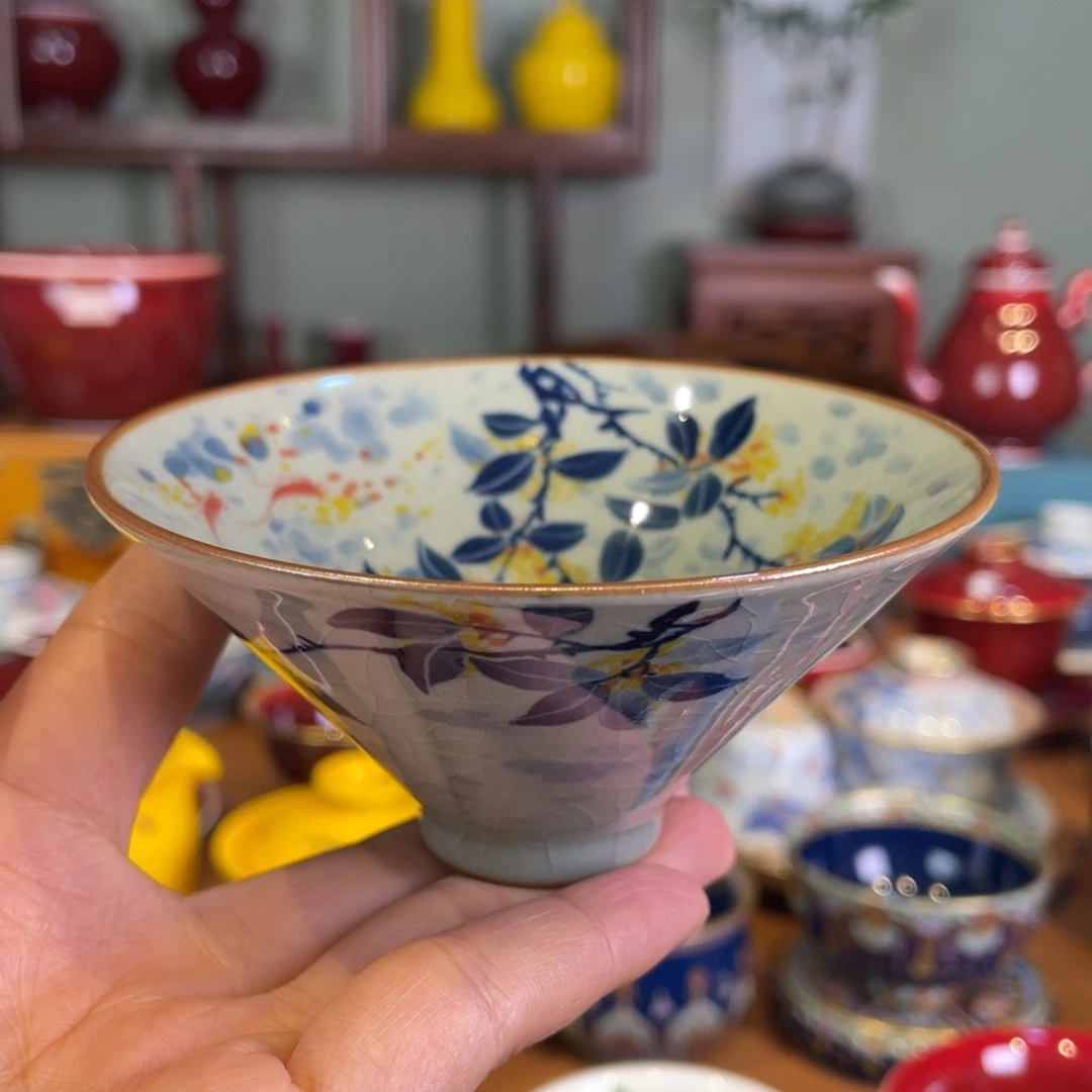 清欢雅玩原矿柴窑老陶泥斗笠杯