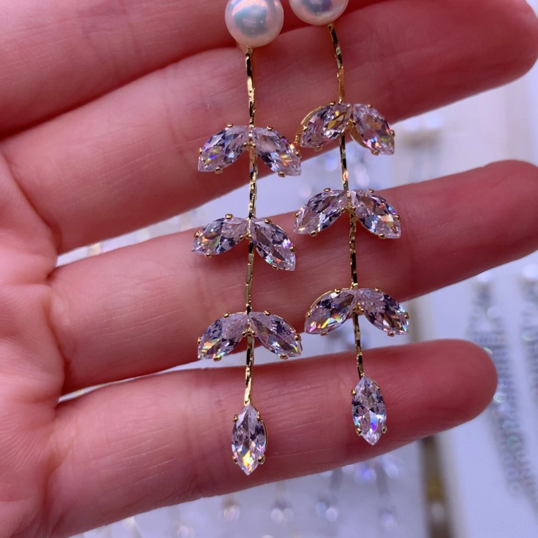 合金淡水珍珠耳饰