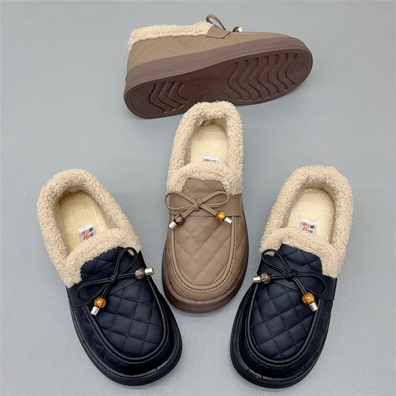 加绒保暖厚底休闲女棉鞋老北京冬季棉鞋防水舒适软底大头女面包鞋