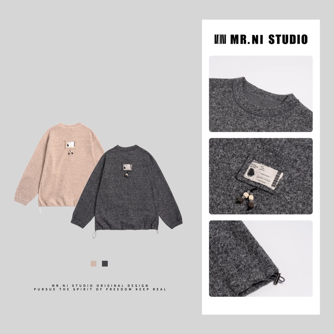 MR.NI/倪先生「自在演绎」慵懒感流光风花纱羊毛桑蚕丝混纺圆领毛衣