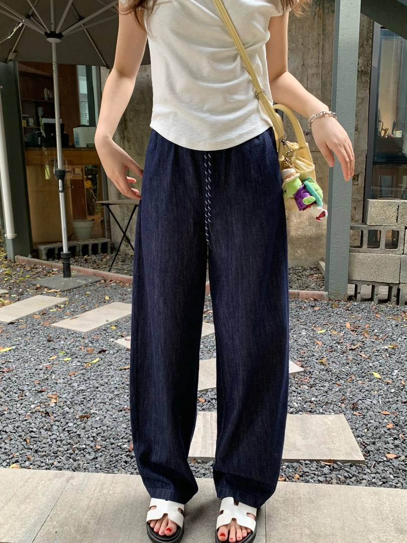Seawhen海维恩「亚麻牛仔镰刀裤」复古风遮肉显瘦尽显松弛慵懒垂阔