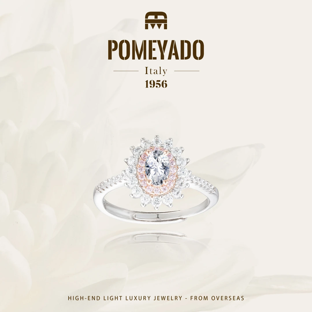 925银【太阳花】Pomeyado满镶高级轻奢设计款开口戒指F0545