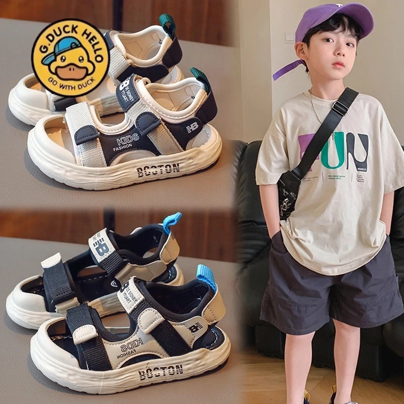 小黄鸭男童凉鞋2025新款夏季运动休闲凉拖中大童男孩防滑沙滩鞋