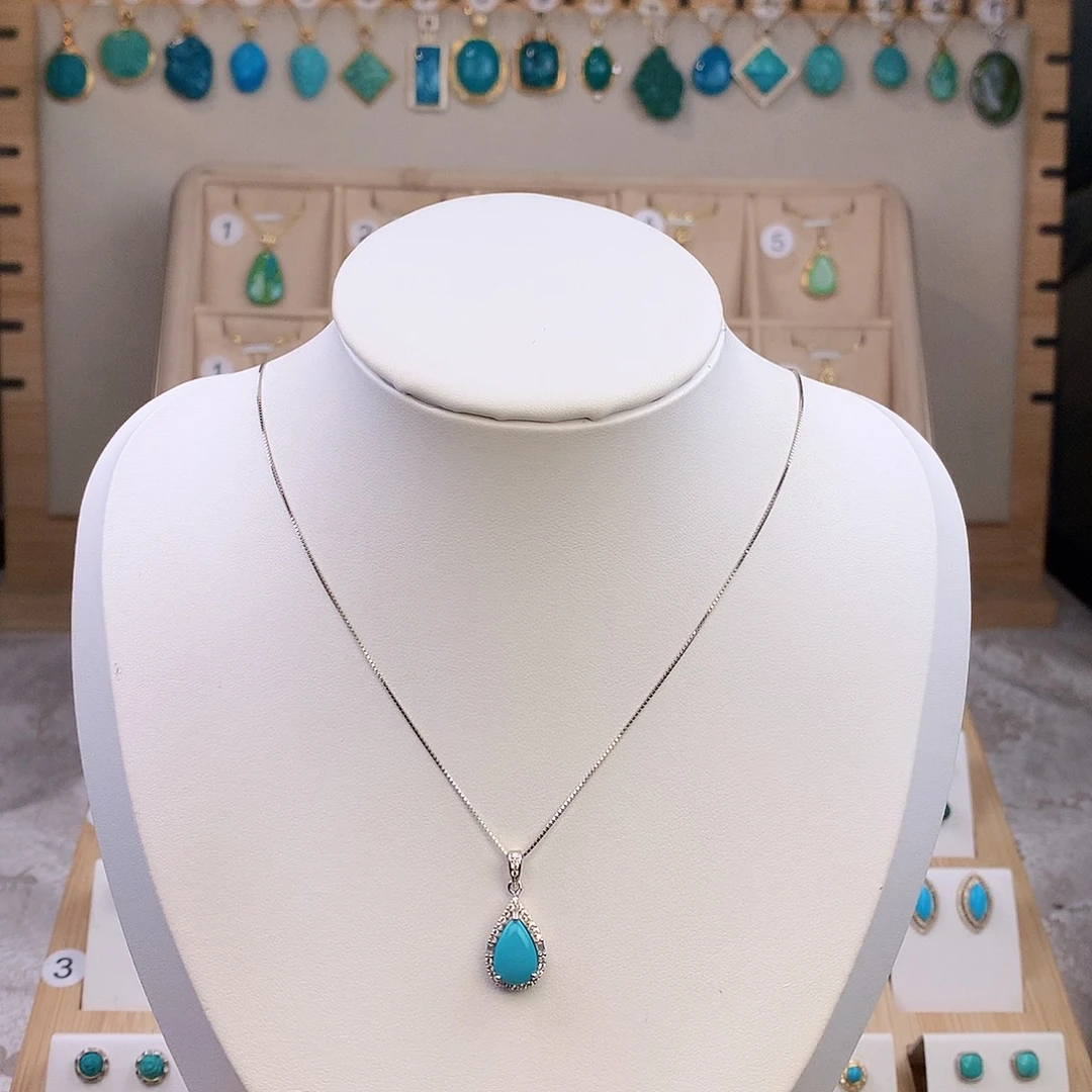 绿松石银S925镶嵌颈饰