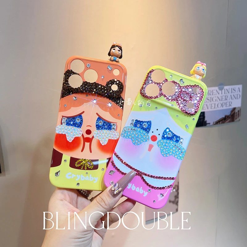 哭娃哭哭熊爱丽丝水钻14手机壳15适用16pro苹果17promax华为mate