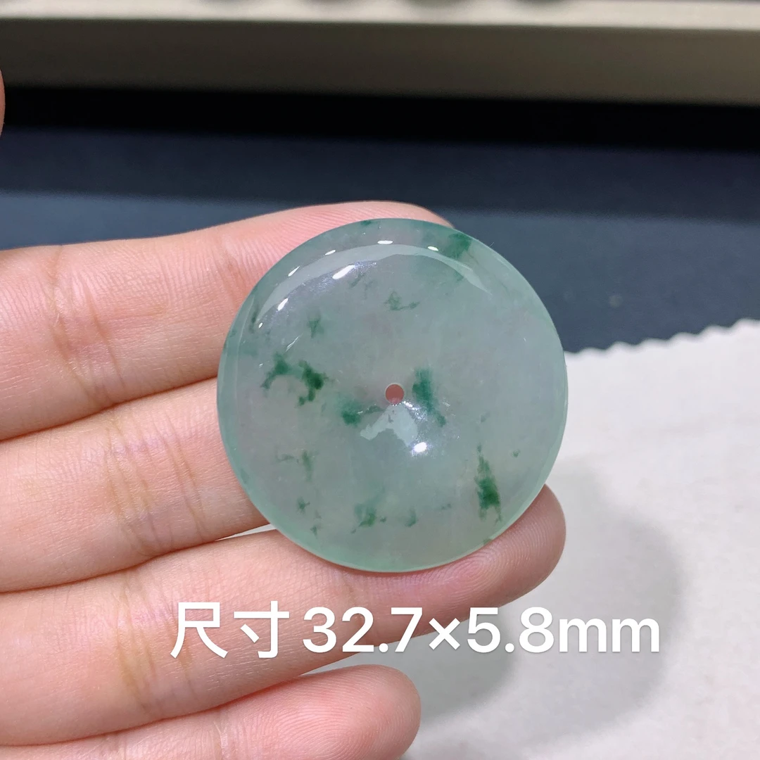 缅甸天然A货翡翠 冰种灵动飘花平安扣吊坠 玉质细腻 日常百搭k135