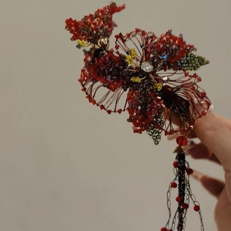 茜子风系列高定新年红燕尾系列鸭嘴夹网红发饰头饰