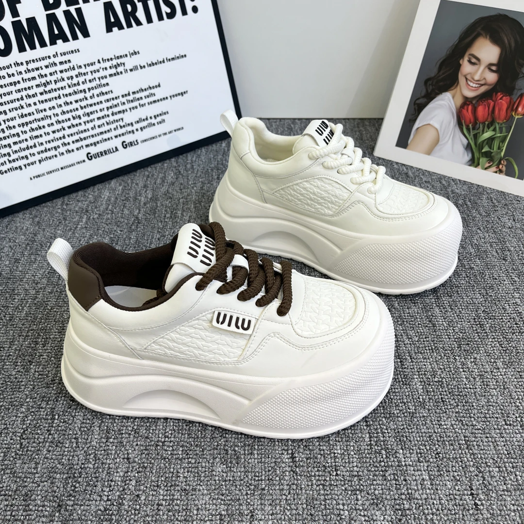 拼接松糕鞋少女风秋季百搭休闲鞋网面时尚欧若精灵风厚底增高6CM